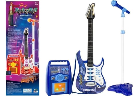 ⁨Gitara Elektryczna Struny Mikrofon Wzmacniacz Niebieska⁩ w sklepie Wasserman.eu