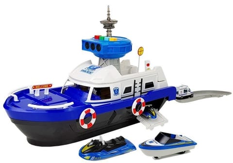 ⁨Police Transport Boat with Toy Cars, with sound and lights⁩ at Wasserman.eu