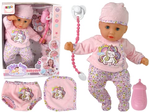 ⁨Doll Bobas Sound Pacifier Bib Pink Pajamas Unicorn⁩ at Wasserman.eu