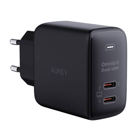 Ładowarka sieciowa Aukey PA-B4T, 2xUSB-C, 45W (czarna) w sklepie Wasserman.eu