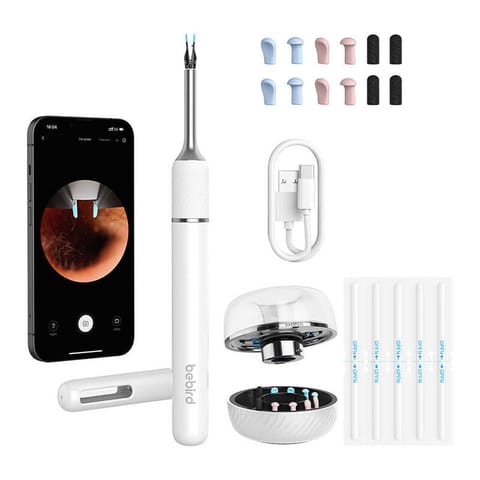 ⁨Otoskop z kamerą do czyszczenia uszu Bebird Note 5 pro (biały)⁩ w sklepie Wasserman.eu