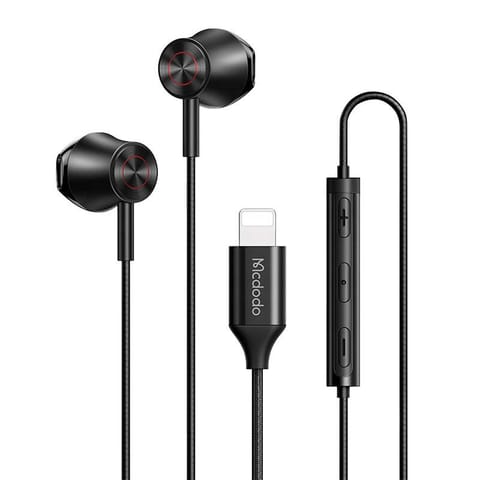 ⁨Słuchawki douszne, przewodowe Mcdodo HP-4080, lightning (czarne)⁩ w sklepie Wasserman.eu