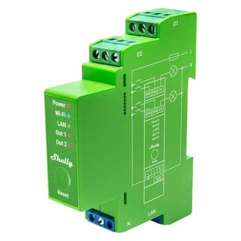 ⁨2-kanałowy ściemniacz na szynę DIN Shelly Pro Dimmer 2 WiFi/Bluetooth⁩ w sklepie Wasserman.eu