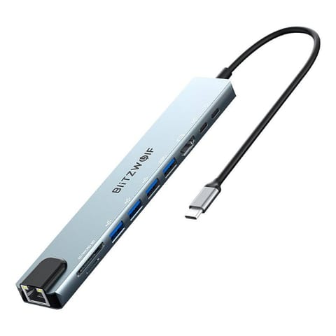 Stacja dokująca Blitzwolf BW-TH5 10w1 USB-C (srebrny) w sklepie Wasserman.eu