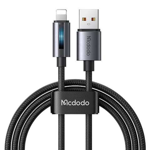 ⁨Kabel Mcdodo CA-5660 USB-A do Lightning z pulsującym światłem 1,2m (czarny)⁩ w sklepie Wasserman.eu