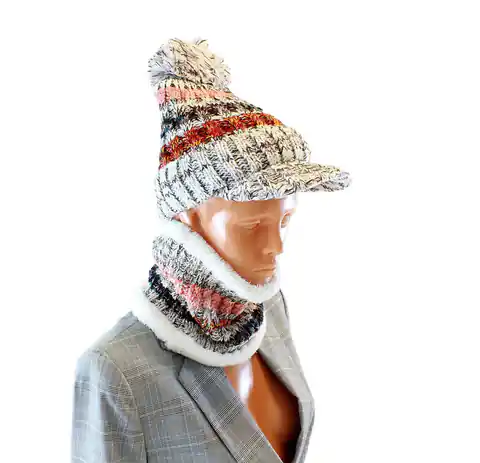 ⁨BQ52H Komplet damski czapka i szal grey⁩ w sklepie Wasserman.eu