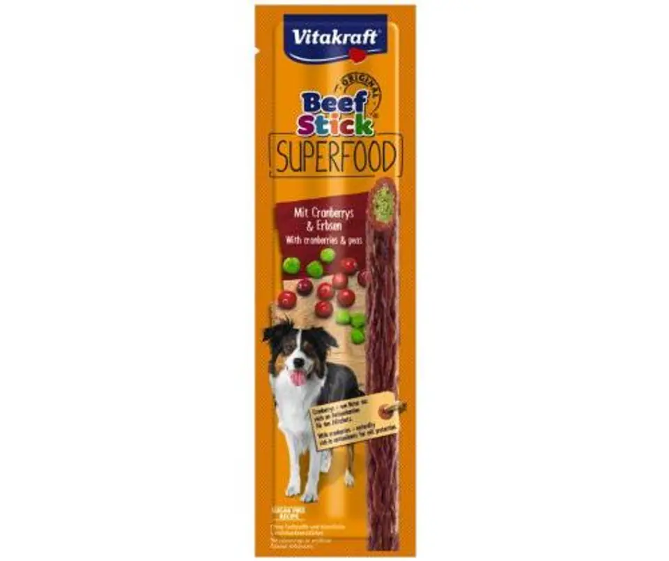 VITAKRAFT BEEF STICK Superfood groszek i żurawina przysmak dla psa 1szt w sklepie Wasserman.eu