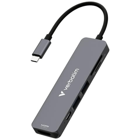 ⁨Adapter Hub Verbatim USB-C/HDMI/USB-A    3.2/USB-A 2.0/SD/microSD aluminiowy 32156⁩ w sklepie Wasserman.eu