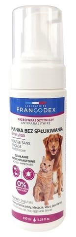 ⁨Francodex Pianka bez spłukiwania z dimetykonem dla psa i kota 150ml⁩ w sklepie Wasserman.eu