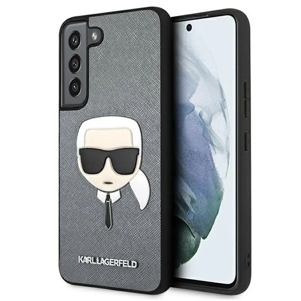 ⁨Karl Lagerfeld KLHCS22MSAKHSL S906 S22+ srebrny/silver hardcase Saffiano Ikonik Karl`s Head⁩ w sklepie Wasserman.eu