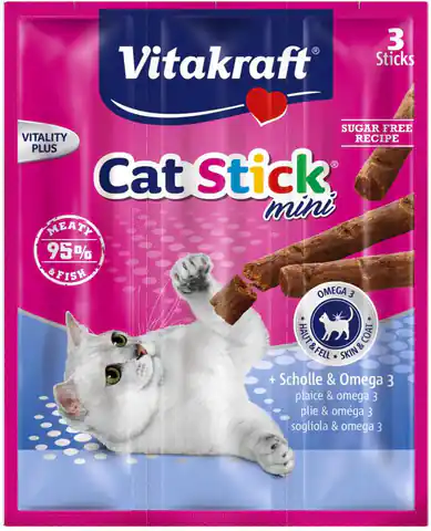 ⁨VITAKRAFT CAT STICK MINI Flunder und Omega3 Katzendelikatesse 3 Stück⁩ im Wasserman.eu