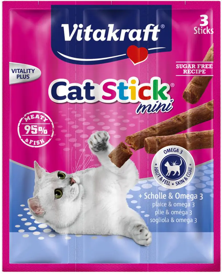 ⁨VITAKRAFT CAT STICK MINI 3pcs flounder/omega3 d/cat⁩ at Wasserman.eu