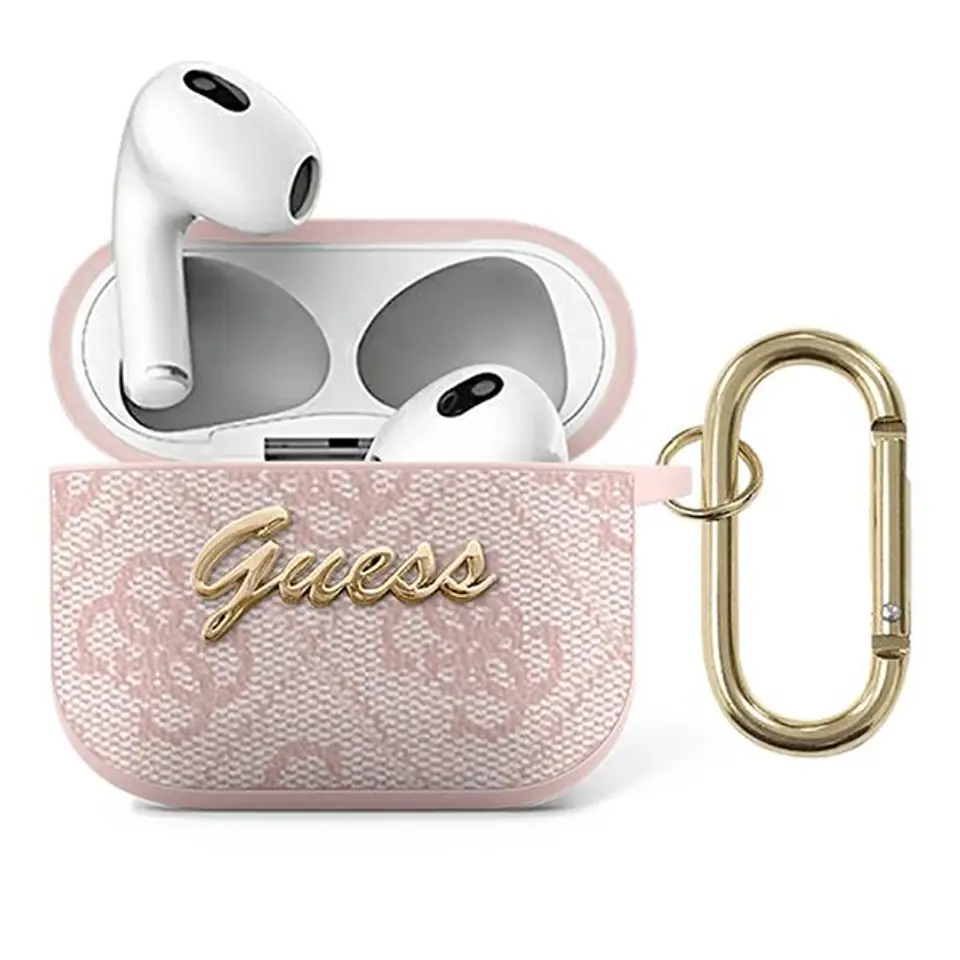 ⁨Guess GUA34GSMP AirPods 3 cover pink/pink 4G Script Metal Collection⁩ at Wasserman.eu