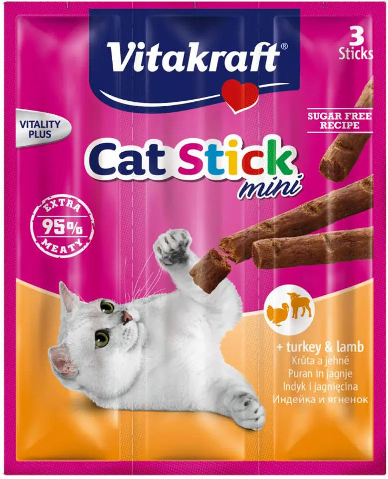 ⁨VITAKRAFT CAT STICK MINI turkey and lamb cat delicacy 3+1 free⁩ at Wasserman.eu