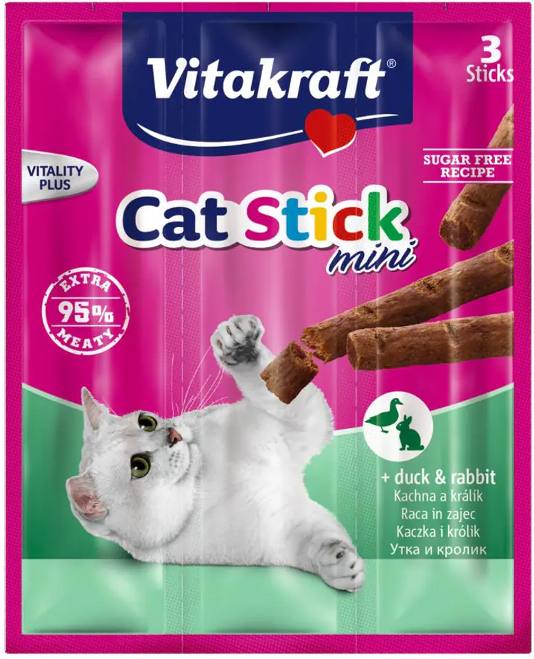 ⁨VITAKRAFT CAT STICK MINI 3pcs ducks/rabbit d/cat⁩ at Wasserman.eu