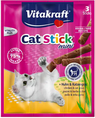 ⁨VITAKRAFT CAT STICK MINI Huhn und Katzengras Katze Delikatesse 3pcs⁩ im Wasserman.eu