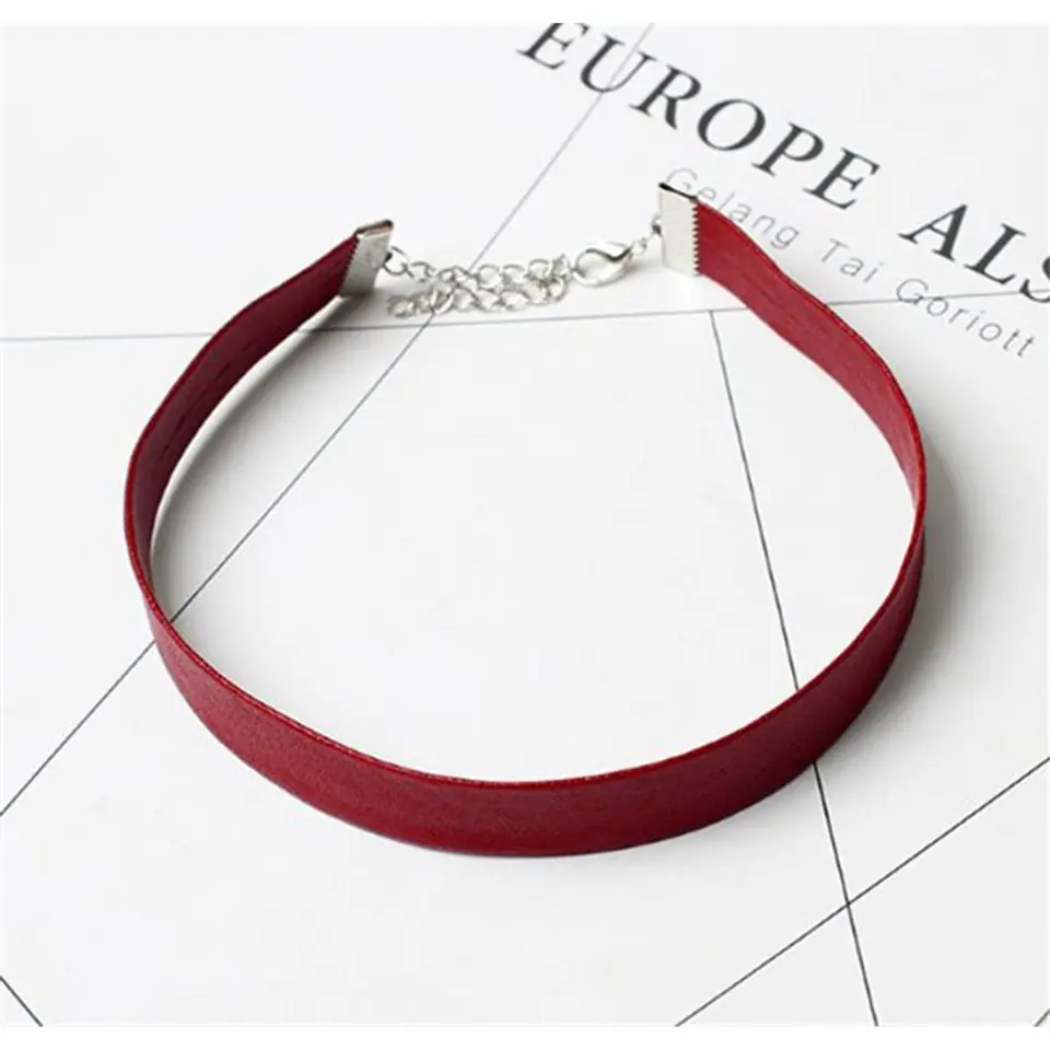 NASZYJNIK CHOKER SKÓRZANY - CZERWONY N480CZE w sklepie Wasserman.eu