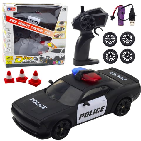 ⁨Auto Sportowe Do Driftu Wymienne Koła Zdalnie Sterowany RC 4WD Policja⁩ w sklepie Wasserman.eu