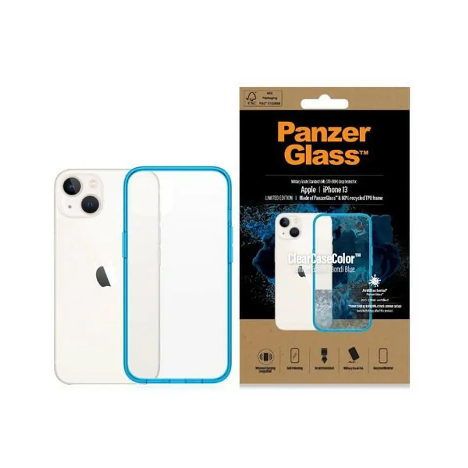 ⁨PanzerGlass ClearCase iPhone 13 6.1" Antibacterial Military grade Bondi Blue 0331⁩ at Wasserman.eu