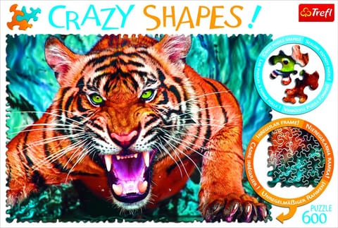 ⁨Puzzle Crazy Shapes 600 el. Oko w oko z tygrysem Trefl 11110⁩ w sklepie Wasserman.eu