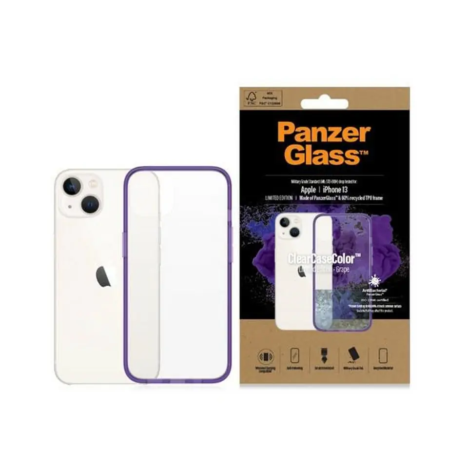 ⁨PanzerGlass ClearCase iPhone 13 6.1" Antibacterial Military grade Grape 0332⁩ at Wasserman.eu