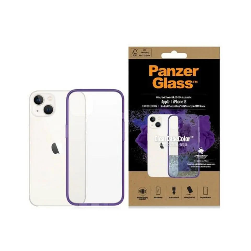 ⁨PanzerGlass ClearCase iPhone 13 6.1" Antibacterial Military grade Grape 0332⁩ w sklepie Wasserman.eu