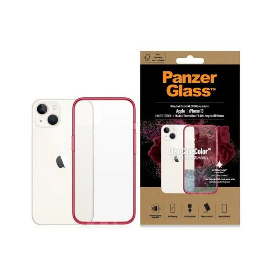 ⁨PanzerGlass ClearCase iPhone 13 6.1" Antibacterial Military grade Strawberry 0335⁩ at Wasserman.eu