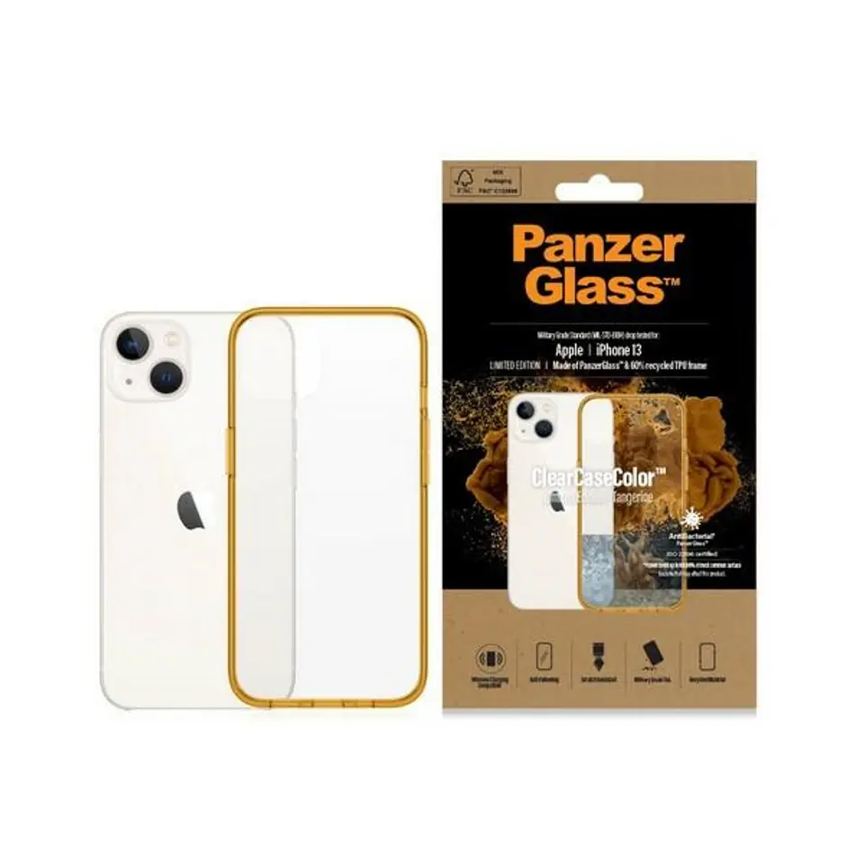⁨PanzerGlass ClearCase iPhone 13 6.1" Antibacterial Military grade Tangerine 0333⁩ at Wasserman.eu