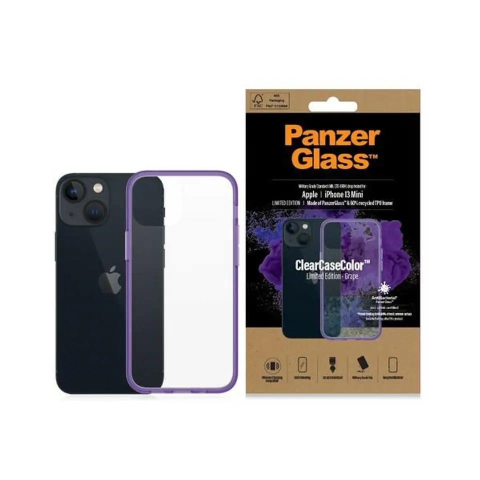 ⁨PanzerGlass ClearCase iPhone 13 Mini 5.4" Antibacterial Military grade Grape 0327⁩ at Wasserman.eu