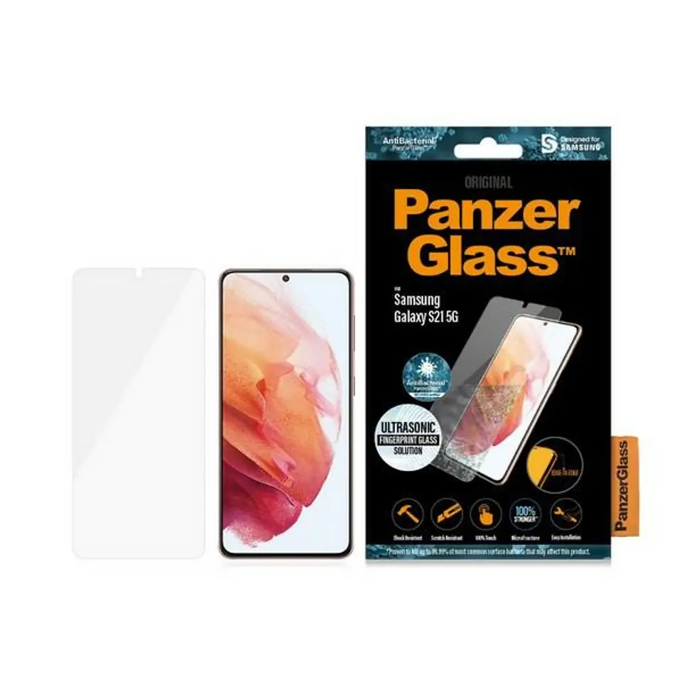 ⁨PanzerGlass E2E Microfracture Sam S21 G991 Case Friendly Finger Print AntiBacterial black/black⁩ at Wasserman.eu