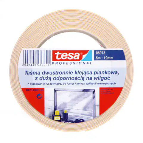 ⁨tesafix double-sided foam tape 5m:19mm, white⁩ at Wasserman.eu