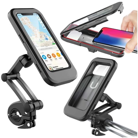 ⁨Uchwyt rowerowy wodoodporny Alogy Waterproof na rower hulajnogę motocykl kierownicę regulowany do telefonu Czarny⁩ w sklepie Wasserman.eu