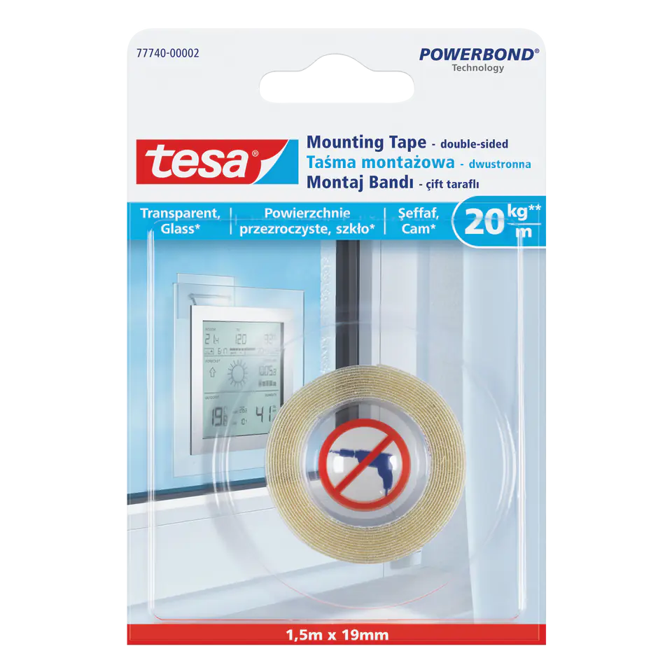 ⁨Mounting tape 1.5m:19mm transparent⁩ at Wasserman.eu