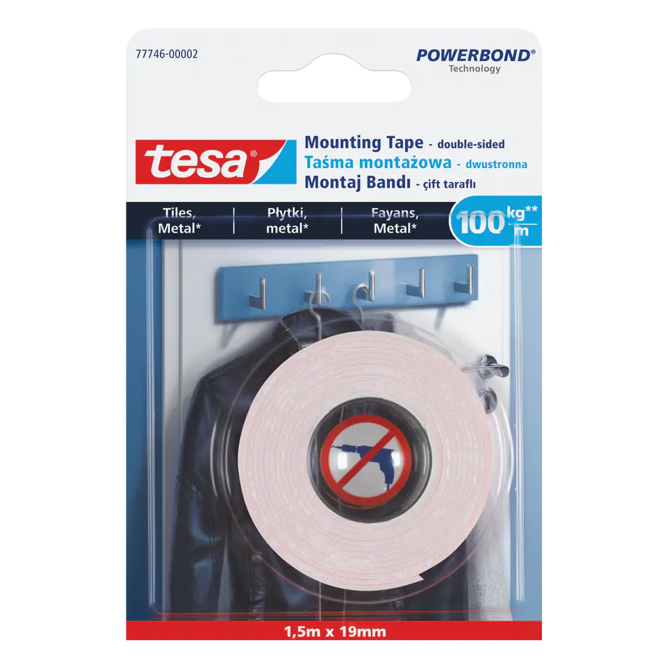 ⁨Tile mounting tape 1.5m:19mm⁩ at Wasserman.eu