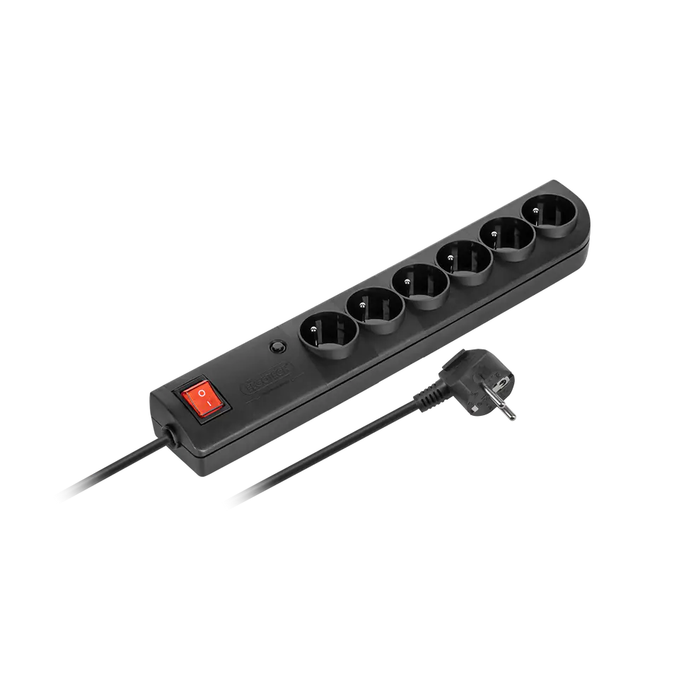 ⁨Surge protector 6xz/u 1,5m black PSF4-601-2⁩ at Wasserman.eu