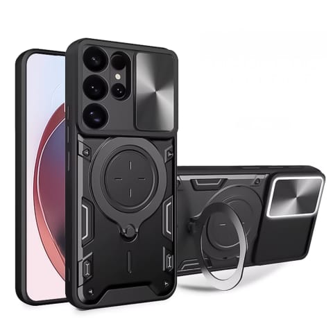 ⁨Etui do Samsung Galaxy S25 Ultra pancerne Slide Case Ring obudowa ochrona aparatu Alogy CamGuard Pro czarne⁩ w sklepie Wasserman.eu