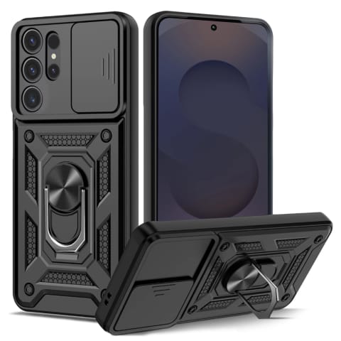 ⁨Etui do Samsung Galaxy S25 Ultra pancerne Slide Case Ring obudowa ochrona aparatu Camshield Alogy czarne⁩ w sklepie Wasserman.eu