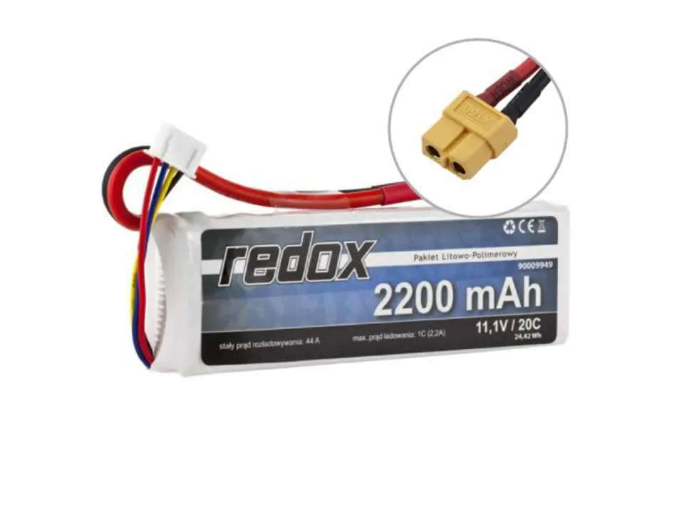 ⁨Pakiet Akumulator Redox LiPo 11,1V 2200mAh 20c⁩ w sklepie Wasserman.eu