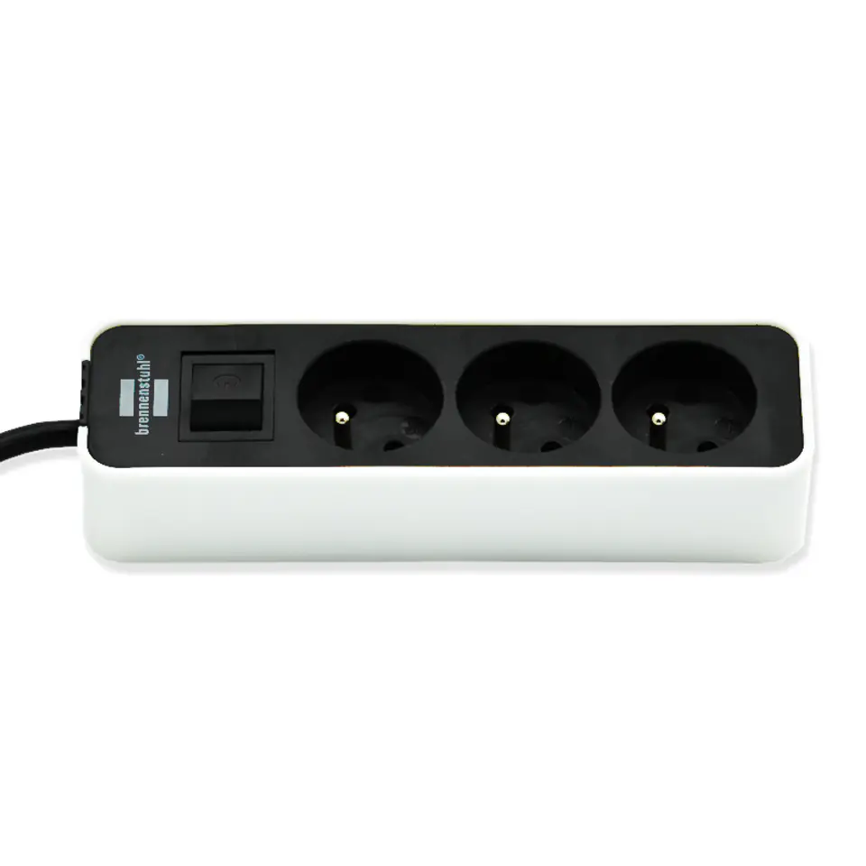 ⁨Power strip Ecolor 3 sockets 1,5m white/black Brennenstuhl 1153234020⁩ at Wasserman.eu