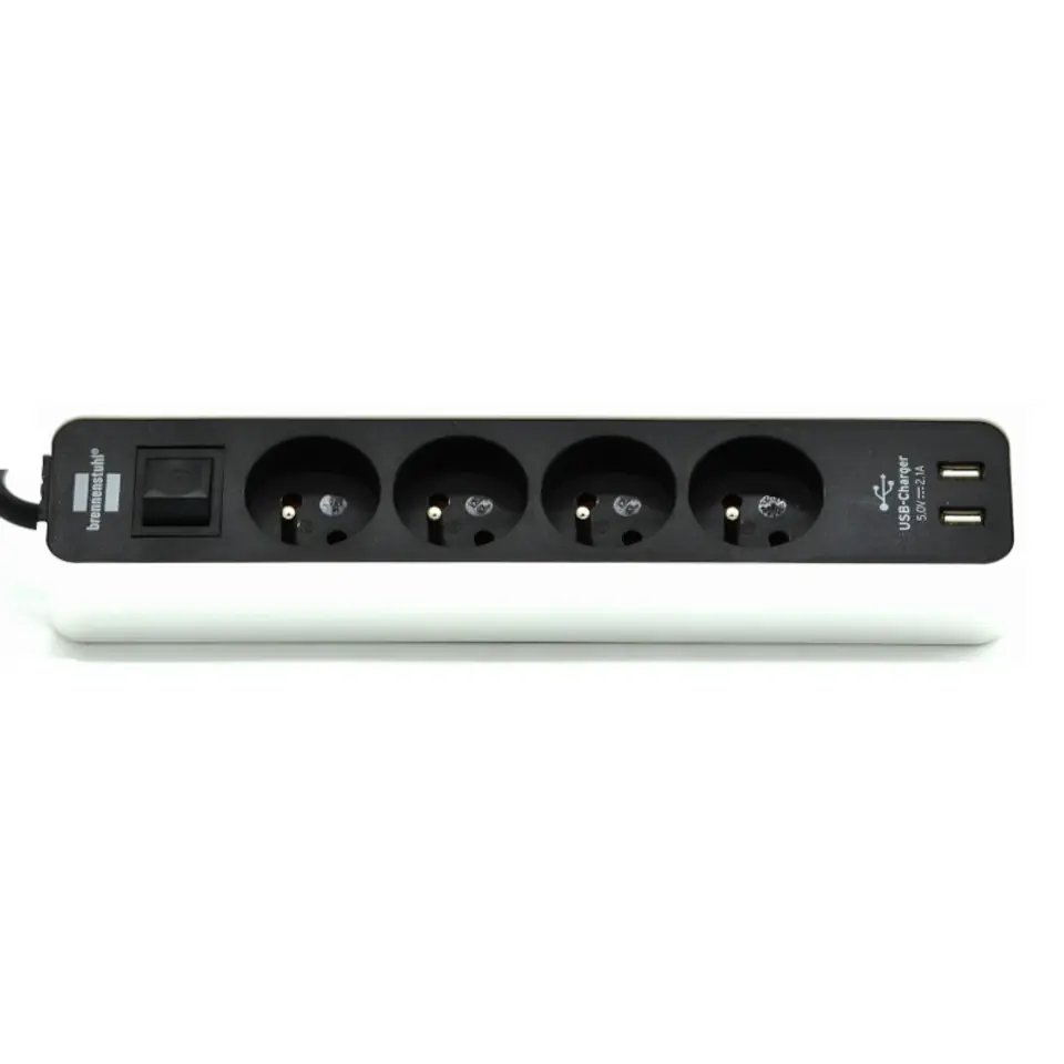 ⁨Ecolor power strip with USB 4 sockets 1,5m white/black Brennenstuhl 1153244026⁩ at Wasserman.eu