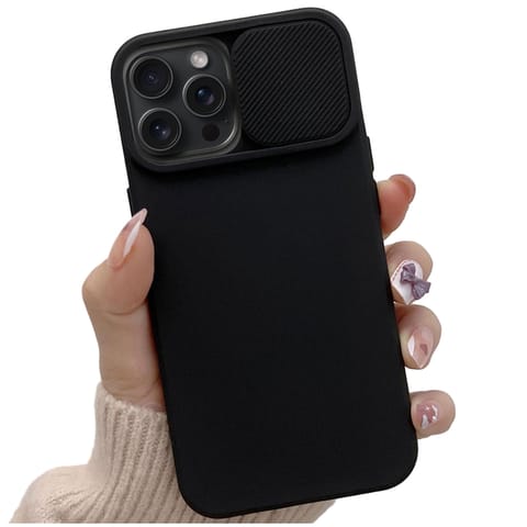 ⁨Etui do iPhone 15 Pro Max Slide Case z osłoną na obiektyw aparat obudowa matowe czarne Alogy Soft Matt⁩ w sklepie Wasserman.eu
