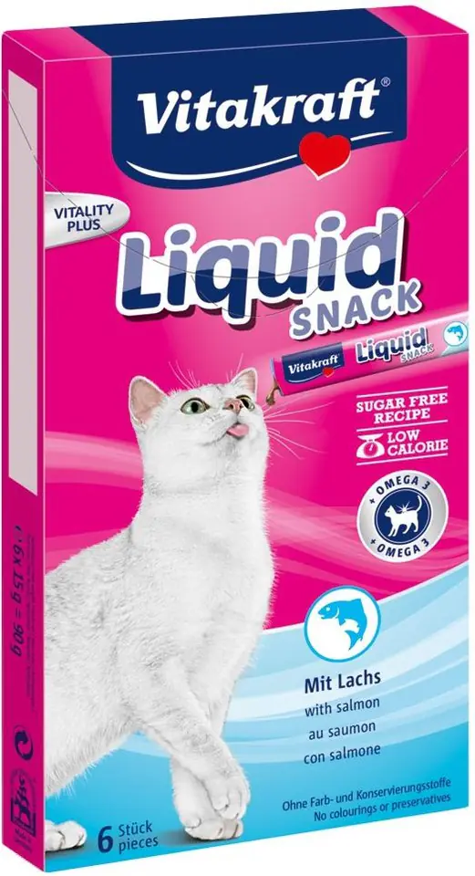 ⁨VITAKRAFT CAT LIQUID SNACK 6szt łosoś/omega3 d/kot⁩ w sklepie Wasserman.eu