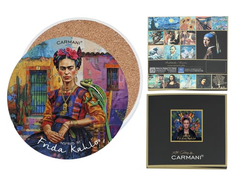 ⁨Podkładka ceramiczna, okrągła - Inspirowane malarstwem F. Kahlo (CARMANI)⁩ w sklepie Wasserman.eu