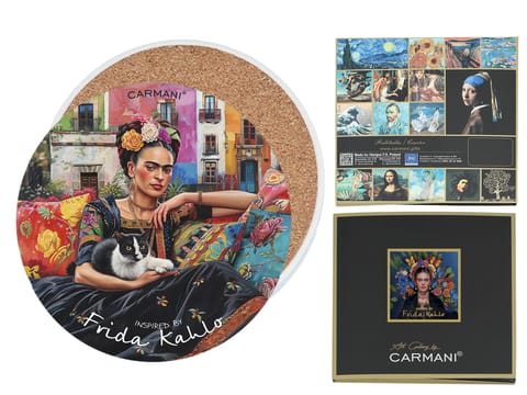 ⁨Podkładka ceramiczna, okrągła - Inspirowane malarstwem F. Kahlo (CARMANI)⁩ w sklepie Wasserman.eu