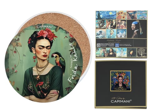 ⁨Podkładka ceramiczna, okrągła - Inspirowane malarstwem F. Kahlo (CARMANI)⁩ w sklepie Wasserman.eu