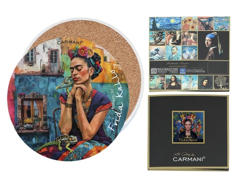 ⁨Podkładka ceramiczna, okrągła - Inspirowane malarstwem F. Kahlo (CARMANI)⁩ w sklepie Wasserman.eu