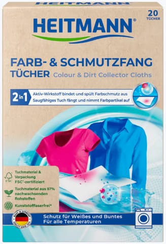 ⁨Heitmann Chusteczki Wyłapujące Kolor i Brud 20 szt.⁩ w sklepie Wasserman.eu