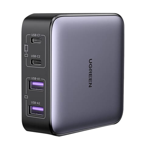 ⁨Ładowarka sieciowa UGREEN CD327 Nexode, 2x USB-C, 2x USB-A, GaN, 65W (szary)⁩ w sklepie Wasserman.eu