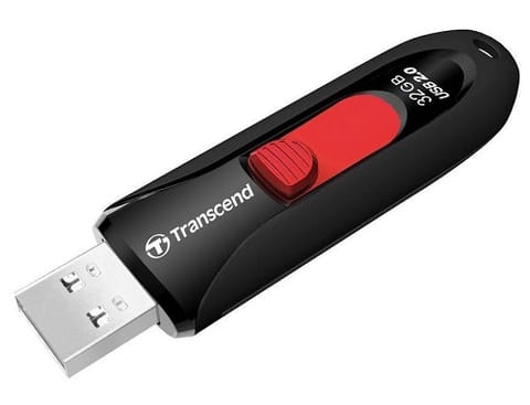 ⁨Pendrive TRANSCEND JetFlash 590 32GB Czarny (32 GB /USB 2.0 /Czarno-czerwony )⁩ w sklepie Wasserman.eu