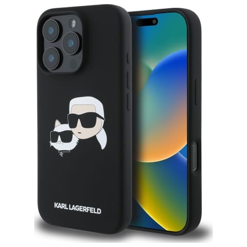 ⁨Karl Lagerfeld KLHMP16XSKCHPPLK iPhone16 Pro Max 6.9" czarny/black hardcase Silicone Double Heads Print MagSafe⁩ w sklepie Wasserman.eu